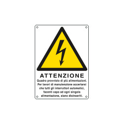 Etichetta autoadesiva quadro provvisto da piu' alimentazioni ISO 7010