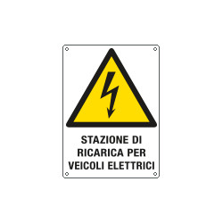Etichetta pericolo "stazione di ricarica veicoli elettrici" ISO 7010