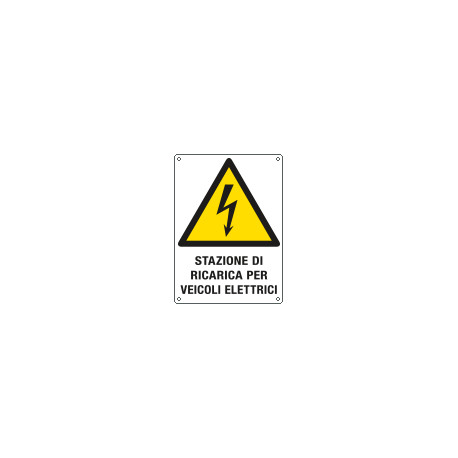 Cartello pericolo "stazione di ricarica veicoli elettrici" ISO 7010