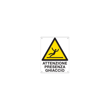 Cartello pericolo attenzione presenza ghiaccio EN ISO 7010