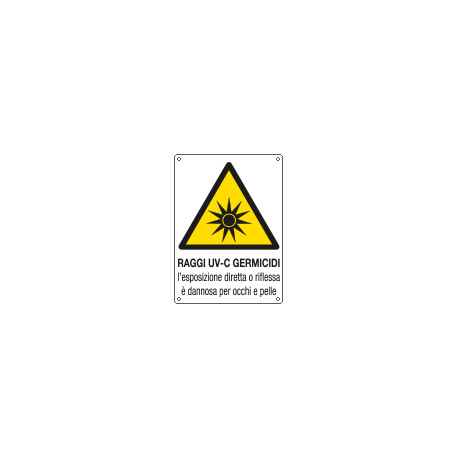 Cartello pericolo raggi uv-c germicidi EN ISO 7010