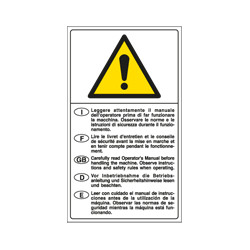 Cartello Leggere attentamente il manuale prima di . . . EN ISO 7010