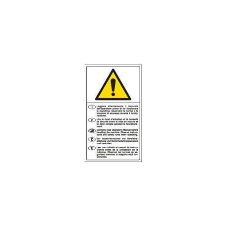 Cartello Leggere attentamente il manuale prima di . . . EN ISO 7010