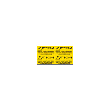 Foglio da 4 etichette autoadesive Solam. gli elettricisti. . EN ISO 7010