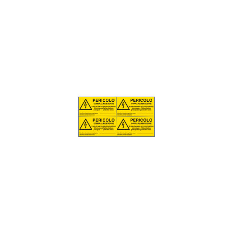 Foglio da 4 etichette autoadesive Pericolo doppia alimen. . EN ISO 7010