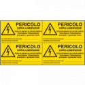 Foglio da 4 etichette autoadesive Pericolo doppia alimen. . EN ISO 7010