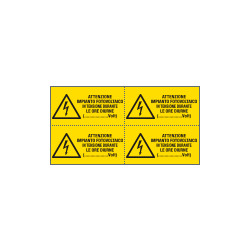 Foglio da 4 etichette autoadesive Att. Impianto fotovolta. . EN ISO 7010