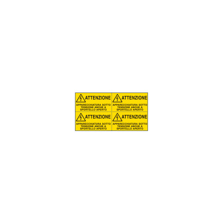 Foglio da 4 etichette autoadesive Apparecchiatura sotto. . . EN ISO 7010