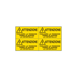 Foglio da 4 etichette autoadesive Att. Togliere tensione. . . EN ISO 7010