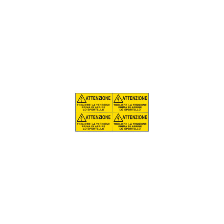 Foglio da 4 etichette autoadesive Att. Togliere tensione. . . EN ISO 7010