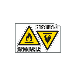 Foglio 2 etichette adesive pericolo infiammabile EN ISO 7010