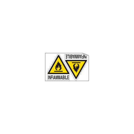 Foglio 2 etichette adesive pericolo infiammabile EN ISO 7010