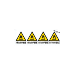 Foglio 4 etichette adesive pericolo infiammabile EN ISO 7010