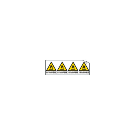 Foglio 4 etichette adesive pericolo infiammabile EN ISO 7010