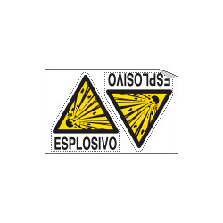 Foglio n. 2 etichette adesive Pericolo Esplosivo EN ISO 7010