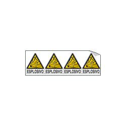 Foglio n. 4 etichette adesive Pericolo Esplosivo EN ISO 7010
