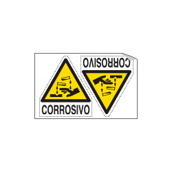 Foglio 2 etichette adesive corrosivo EN ISO 7010