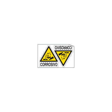Foglio 2 etichette adesive corrosivo EN ISO 7010