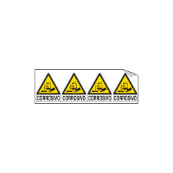 Foglio 4 etichette adesive corrosivo EN ISO 7010