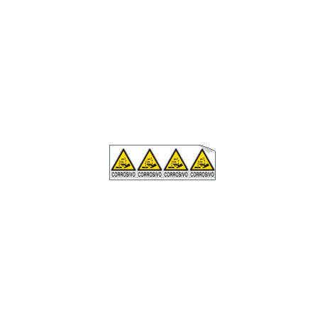 Foglio 4 etichette adesive corrosivo EN ISO 7010
