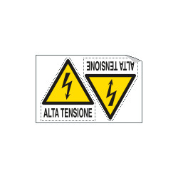 Foglio 2 etichette adesive pericolo alta tensione EN ISO 7010