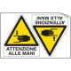 Foglio 2 etichette adesive attenzione mani EN ISO 7010