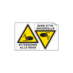 Foglio 2 etichette adesive attenzione mani EN ISO 7010