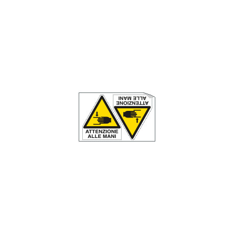 Foglio 2 etichette adesive attenzione mani EN ISO 7010