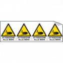 Foglio 4 etichette adesive attenzione mani EN ISO 7010