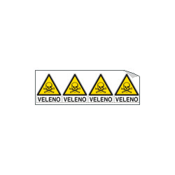 Foglio 4 etichette Pericolo Sostanze Velenose EN ISO 7010