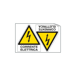 Foglio 2 etichette adesive corrente elettrica EN ISO 7010
