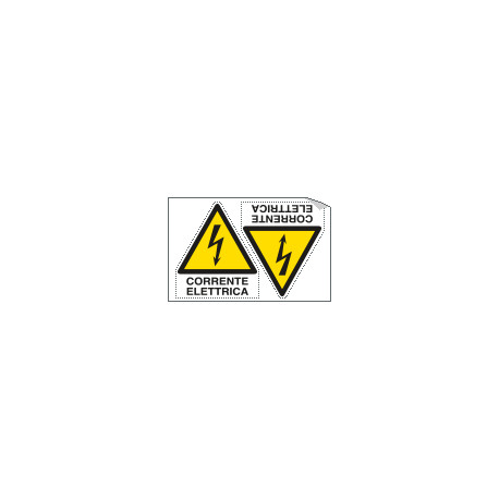 Foglio 2 etichette adesive corrente elettrica EN ISO 7010