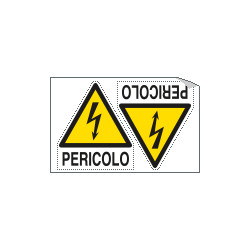 Foglio 2 etichette adesive pericolo elettricita' EN ISO 7010