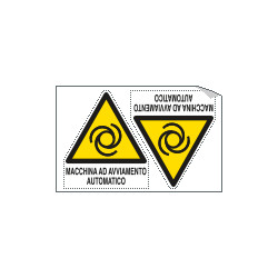 Foglio 2 etichette adesive pericolo macchina avv. automatic EN ISO 7010