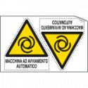 Foglio 2 etichette adesive pericolo macchina avv. automatic EN ISO 7010