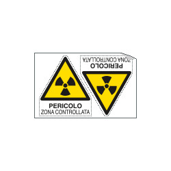Foglio 2 etichette adesive pericolo zona controllo EN ISO 7010