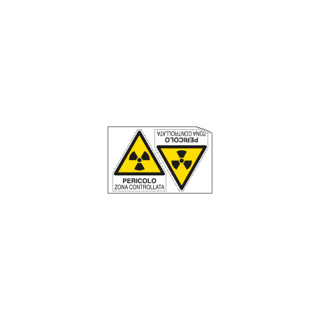 Foglio 2 etichette adesive pericolo zona controllo EN ISO 7010