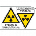 Foglio 2 etichette adesive pericolo zona controllo EN ISO 7010