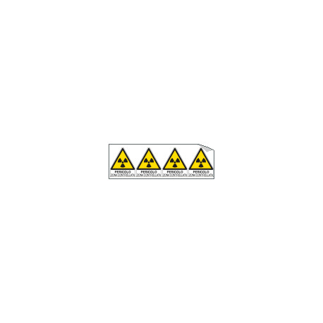 Foglio 4 etichette adesive pericolo zona controllo EN ISO 7010