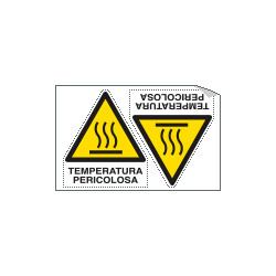 Foglio 2 etichette adesive temperatura pericolosa EN ISO 7010