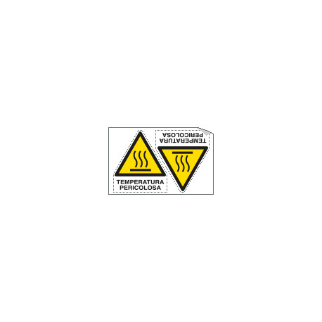 Foglio 2 etichette adesive temperatura pericolosa EN ISO 7010