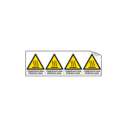 Foglio 4 etichette adesive temperatura pericolosa EN ISO 7010
