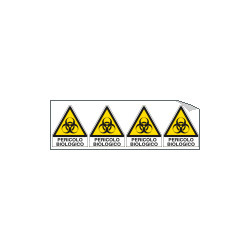 Foglio 4 etichette adesive pericolo biologico EN ISO 7010