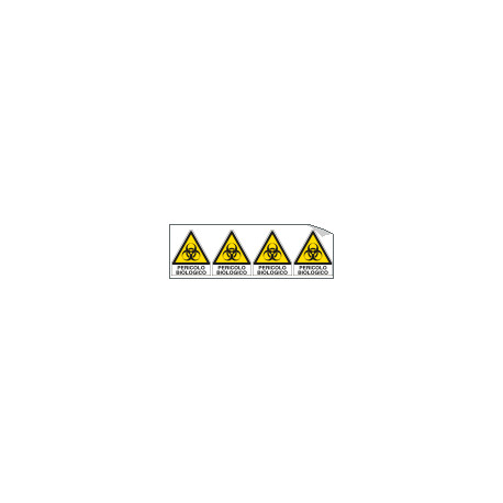 Foglio 4 etichette adesive pericolo biologico EN ISO 7010