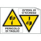 Foglio 2 etichette adesive pericolo di taglio EN ISO 7010