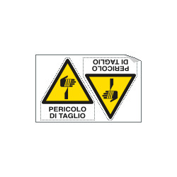 Foglio 2 etichette adesive pericolo di taglio EN ISO 7010