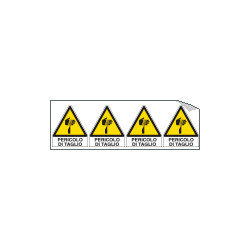 Foglio 4 etichette adesive pericolo di taglio EN ISO 7010