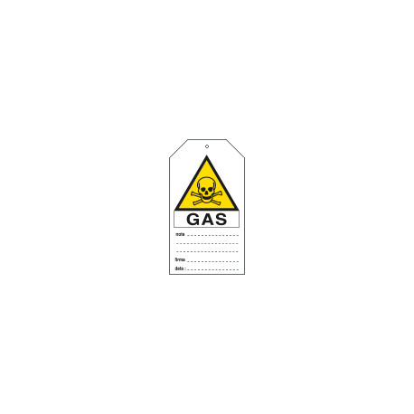 Cartellino plastica pericolo gas. . . EN ISO 7010