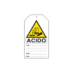 Cartellino plastica pericolo acido. . . EN ISO 7010