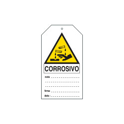 Cartellino plastica pericolo corrosivo. . . EN ISO 7010